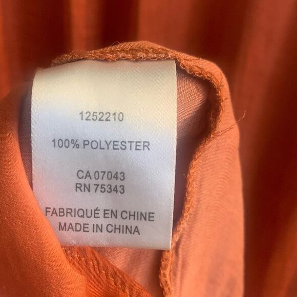 Flutter Sleeve Tie Front Rust Orange Blouse Medium Sleeveless Flowy Ruffled Top - Picture 8 of 11